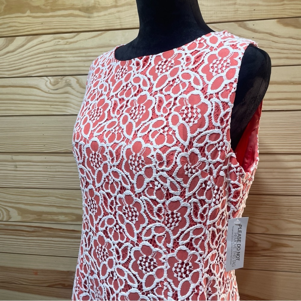 NWT Eva Mendes New York & Co Sleeveless Dress Orange White Lace Plus 16 - Picture 4 of 6